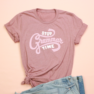 Stop Grammar Time Jersey Tee